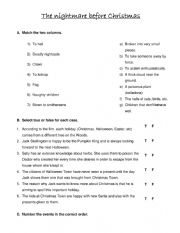 English Worksheet: Nightmare before christmas movie worksheet