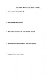 English Worksheet: The End of the F***ing World - Watching Comprehension E1S1