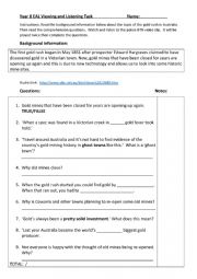 English Worksheet: Listening task - Australian Gold Rush