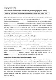 English Worksheet: language part for mid term test 1 for first form