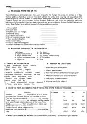 English Worksheet: A1 practice test