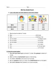 English Worksheet: Simple present Super simple mini test