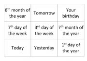English Worksheet: Tic Tac Toe Months and Dates