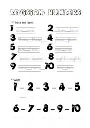 TRACE AND WRITE NUMBERS 1-10