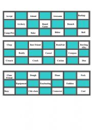 English Worksheet: vocabulary bingo game