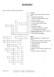 English Worksheet: mystery crosswords