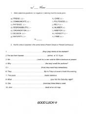 English Worksheet: Grammar and vocabulary