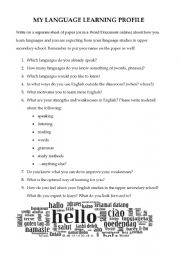 English Worksheet: Writing task: My language learning profile