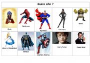 English Worksheet: Game: guess who superheroes 