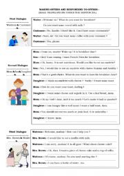 English Worksheet: Offering & Responding in Dialogues