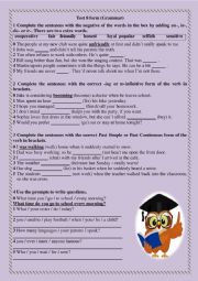 English Worksheet: Grammar Test for 8 form