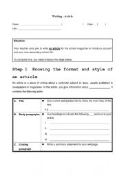 English Worksheet: Writing about myself