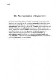 English Worksheet: The Americanization of Everywhere - Dictation