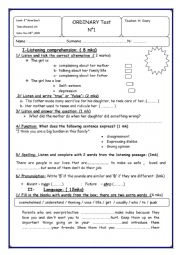 English Worksheet: ordinary test 1 3rd F/economics