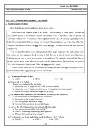 English Worksheet: A TEST ABOUT A SURVEY 