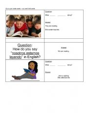 English Worksheet: Quiz Quiz trade cards  - what ___ doing? 