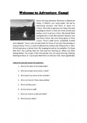 English Worksheet: Adventure Camp