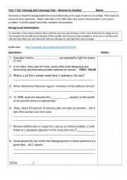 English Worksheet: Listening task - Women in combat