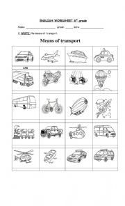 English Worksheet: Transports