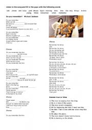 English Worksheet: song: do you remember
