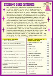 English Worksheet: Lornas routine+  5 present simple exercises