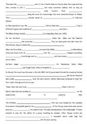 English Worksheet: Native American History and Culture FILL IN THE BLANKS AND VIDEO SCRIPT 