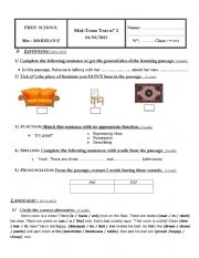 English Worksheet: mid term test n2 for the 7th formers