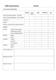 English Worksheet: end of term self-assessment