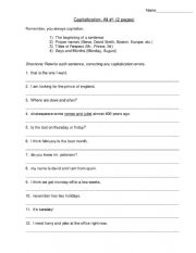 Capitalization Worksheet