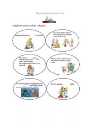 Present continuous exercises with Asterix and Obelix