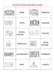 PLACES IN TOWN MEMORY GAME