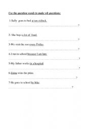 English Worksheet: wh questions