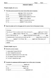 English Worksheet: Present simple