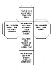 English Worksheet: Speaking Dice