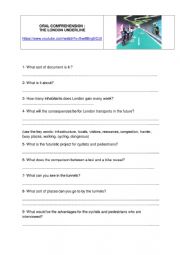 English Worksheet: Video : The london underline, a futuristic project