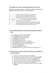 English Worksheet: inversion