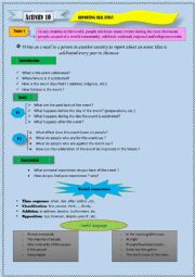 English Worksheet: reporting real events 