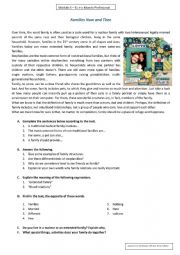 English Worksheet: Families now and then