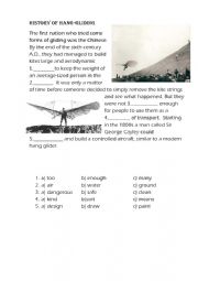 English Worksheet: History of Hang-gliding