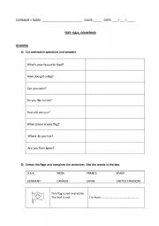 English Worksheet: Questions and answers, countries and nationalities