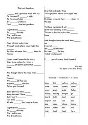 English Worksheet: Song, the Hobbit, The Last Goodbye