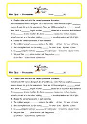 English Worksheet: Possessives - Mini quiz