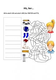 English Worksheet: Happy street 2: His and her