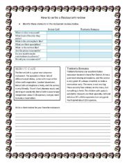 English Worksheet: Restaurant Reviews