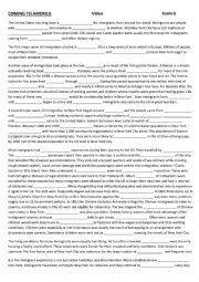 English Worksheet: Coming to America - video comprehension - gap-filling