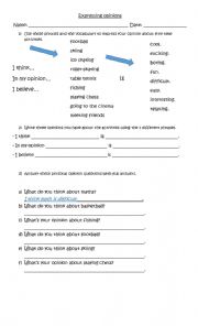 English Worksheet: Expressing opinions