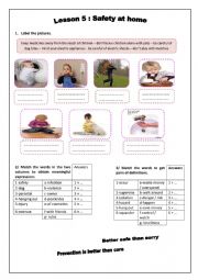 English Worksheet: safety at home