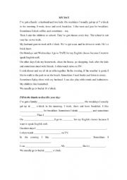 English Worksheet: My day