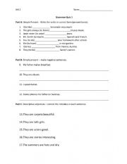 English Worksheet: Grammar Quiz 1