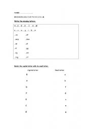English Worksheet: the alphabet learning letters a b c d e f g h i j k l m